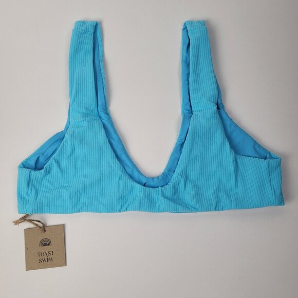 FREE PEOPLE Toast Swimwear Signature Scoop Top Sz M Turquoise Sea - Picture 2 of 2